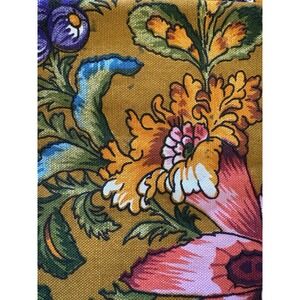 Vintage Retro Fringe Tablecloth‎ 1970 green 44X56 floral colorful!